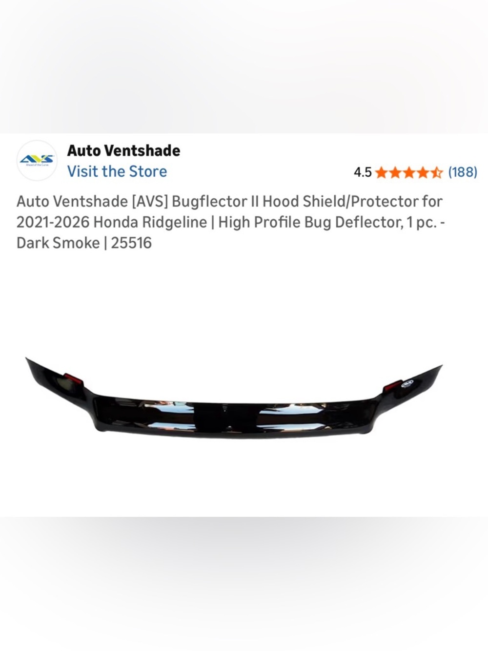 Dark Smoke Bugflector II Hood Shield for Honda Ridgeline (2021-2026)